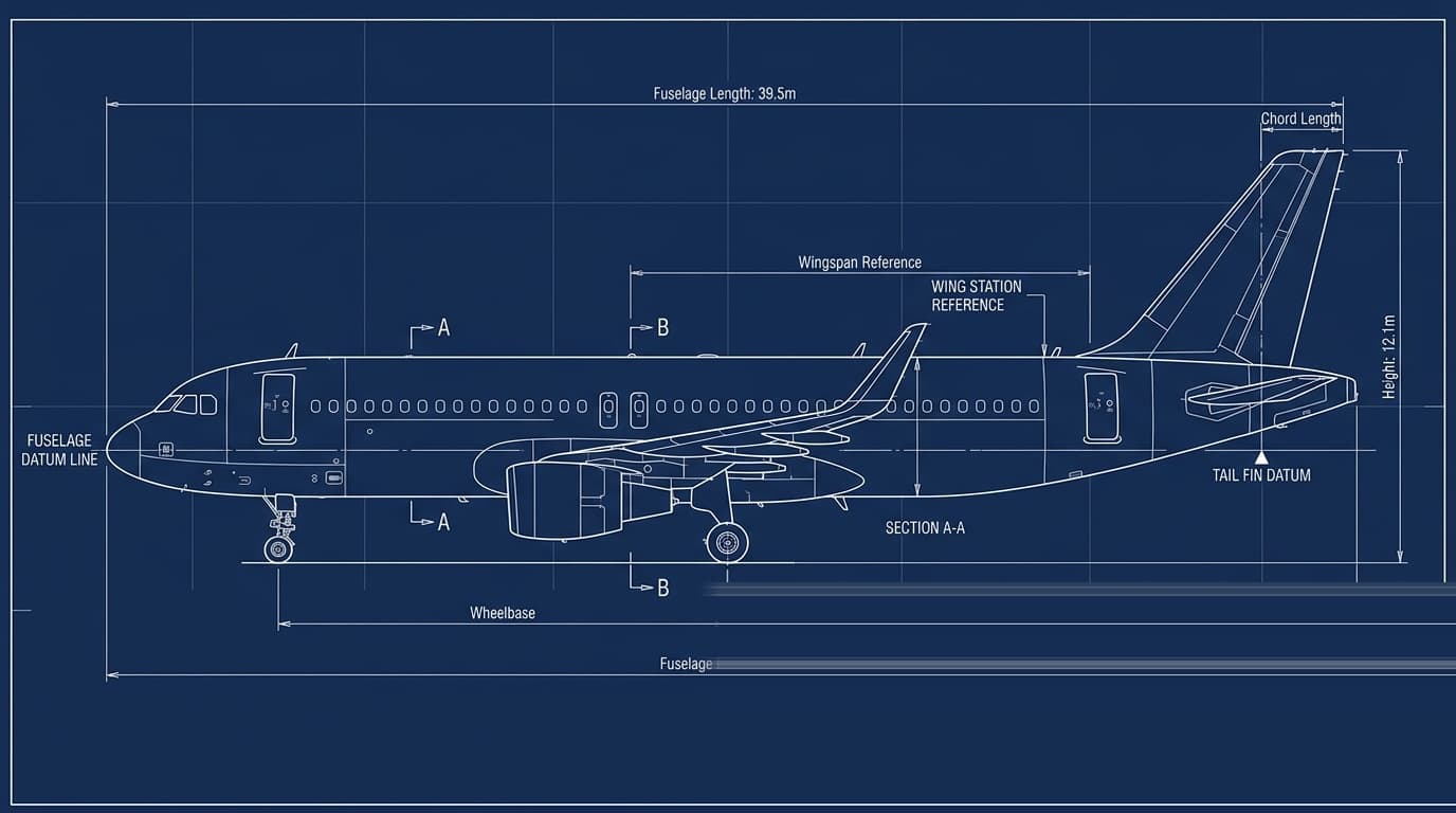 Airplane Blueprint Technical Drawing